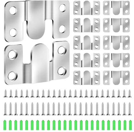 Yjcnelcr Paquete de 12 ganchos de acero inoxidable para marco de fotos con tornillos de montaje y anclajes de pared para una decoración segura, juego completo de ganchos con tubos de expansión