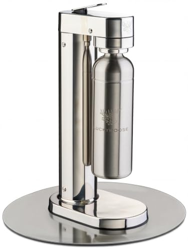 Luckymoose Infinity-S Machine à eau pétillante en acier inoxydable (Silver) – Incl. 2x bouteilles 1,25L en inox – Machine a soda et eau gazeuse Maison & Cuisine & Design Compact – avec buse amovible