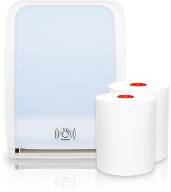 Blanc HYGIENIC Set: Handtuchrollenspender Sensor, berührungslos, Blanc Cosmos 2 Handtuchrollen Premium TAD - PRODUKTSET Farbe Weiß