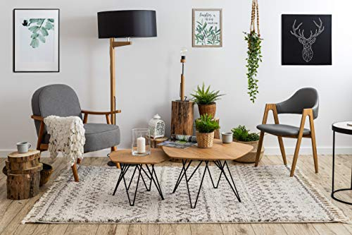 rugsx Teppich hochflor Berber Shaggy, Franse, marokkanischer Stil, für Zimmer, Wohnzimmer, Schlafzimmer, Rabat Creme/Braun 140x190 cm