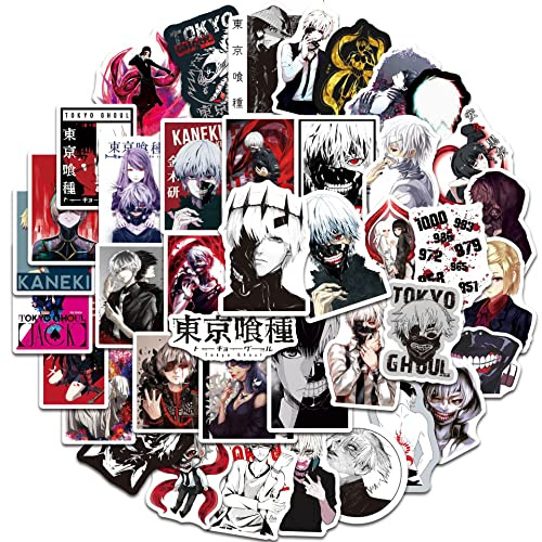 Anime Tokyo Ghoul-klistermärken, pack med 50 st., vinylklistermärken för vattenflaskor, laptop, skateboard, anteckningsböcker, gåvor för vuxna, barn och tonåringar