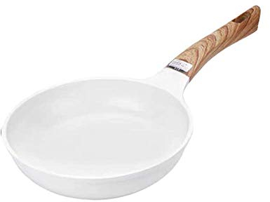 TSTSM Sartén de Cocina Principal, sartén Antiadherente con Revestimiento de cerámica, sartén multifunción, sartén eléctrica con Mango de Madera, Color blanco-28cm