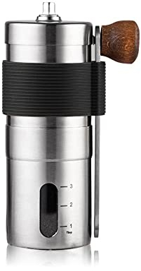 Tryway Portable Coffee Grinder with Vacuum Cup and Filter - All-in-One Travel Coffee Maker with Mug and Manual Coffee Grinder for Espresso Machine (304 Black)