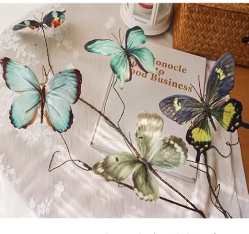 TaTalife Artificial Butterfly, Silk Butterflys, Butterflies for Crafts for Floral Arrangements, 3D Butterfly Stakes Decor, Patio Plant Pot, Flower Bed Home Decor