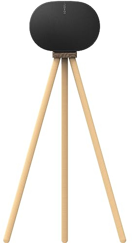 HOOKMEMO Svart valnötsträ stativ kompatibelt med Sonos Era 300 kan höjas Era 300 högtalare till 40 tum, (valnöt + bok + 83 cm hög + kabelkanal)