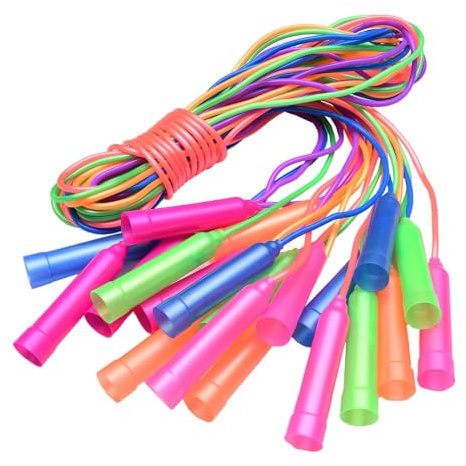 RmKbe Lot de 16 cordes à sauter réglables en plastique pour activités de plein air