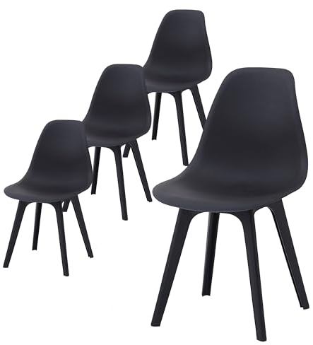 Mingone Gartenstühle 4er Set Balkonstühle Terrassenstühle, für Garten-, Balkon- und Terrassenstühle bis 120kg, Schwarz