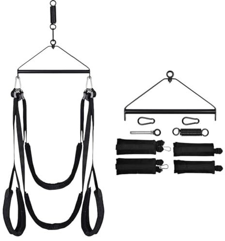 ZTHBYSB Paare Liebesschaukeln mit Extra Breitem Kissen und Allem Zubehör, Sm Bondage Kit Deckenschaukel Erwachsenen Fetisch Swing Belastbar Bis 200Kg (Schwarz)
