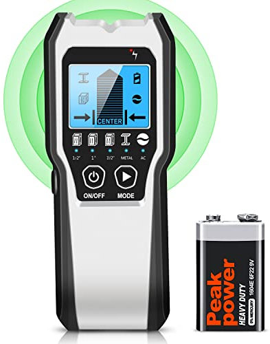 FOLAI Leitungssucher Ortungsgerät 5 in 1,verbesserter elektronischer Wandscanner mit HD-LCD-Display und Audioalarm zur Erkennung von Holz, Metall und Wechselstromkabeln, (blau)