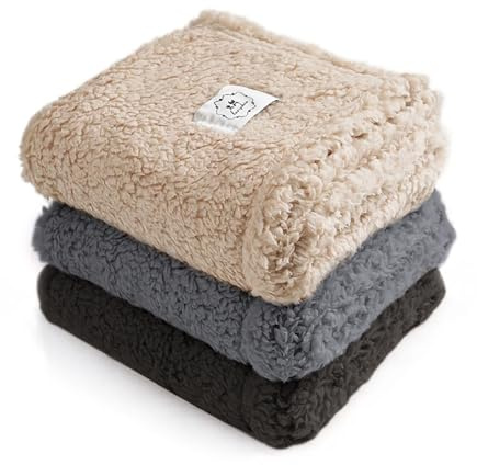 luciphia 1 pack 3 filtar supermjuk premium fluffig hundfilt kattfilt för husdjur hundar katt valp svart + beige + grå M (52 x 76 cm)