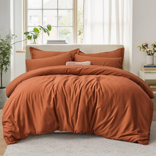 Tifschlaf Set Copripiumino Super King - Copripiumino Superking con 2 Federe - Set Biancheria da Letto Copripiumino in Microfibra Spazzolata Ultra Morbida con Chiusura Lampo, Arancione (260x220 cm)