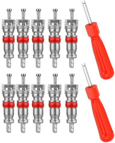 TPZORJX 2Pcs Attrezzo Smonta Valvole,Dispositivo di rimozione valvole con 10 inserti per valvole,Set di Attrezzo Smonta Valvole Pneumatici Strumento,per Auto Moto Bici Scooter