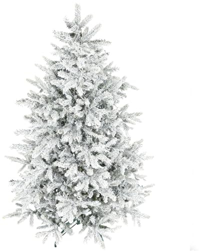 HOMCOM Albero di Natale 180 cm con 1207 Rami Ignifughi, Albero di Natale Innevato Artificiale Folto, Effetto Realistico, con Base in Metallo Pieghevole, per Casa, Ufficio e Negozio, Facile Montaggio