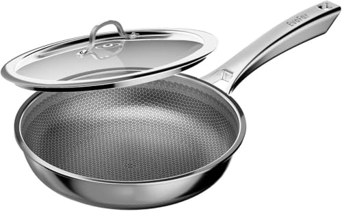 EvoFar Padella in acciaio inox, 24 cm, con coperchio