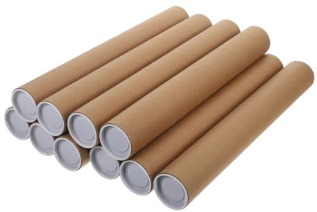 Gatuida 10 Pezzi Tubi Postali in Cartone Kraft con Tappi Tubo Rotondo Spedizione Poster e Opere d Arte Resistente e Riutilizzabile Protezione per Stampe Disegni e Canne da Pesca