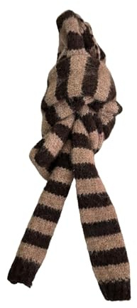 Kashmirscarf， Stickad ullhalsduk for kvinnor flerfärgad randig 10x160cm(Coffee)