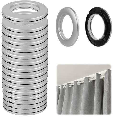 16 Piezas de Plástico Anillos Cortina, Diseño Redondo y Silencioso con 42mm Diámetro Interior para Salón, Baño y Dormitorio, Plateado y Fácil de Instalar Anillos Cortina, para Varillas de hasta 35mm