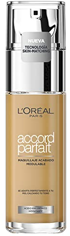 L'Oréal Paris - Flüssige Foundation – Feuchtigkeit 24 Stunden – Formel mit Hyaluronsäure – alle Hauttypen – Farbton: natürlich, goldfarben (4.D) – perfekte Abstimmung – 30 ml