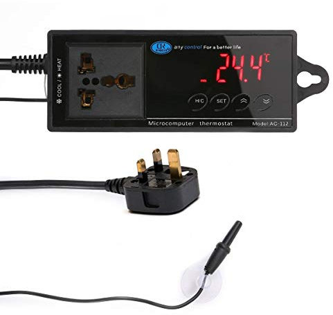 Womdee Reptile Terrarium Thermostat Controller Digital Temperature Controller Outlet Thermostat with Suction Cup 1100W 220V