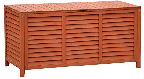 KCT Wooden Outdoor Garden Storage Box with Lid - 250L Litre Capacity Chest Patio Deck Box