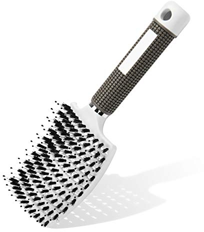 URAQT Hair Brush, Boar Bristle Paddle Hairbrush for Women, Soft Massage Hair Comb, Detangle Hair Brush for Long Thick Curly Hair, Reducing Hair Breakage and Frizzy