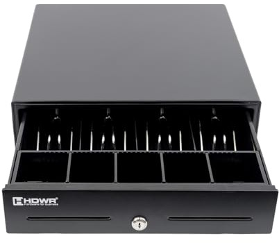 Solide Kassenschublade mit auswechselbarem Einsatz, Abschließbar mit einem Schlüssel, RJ12-Kabel, Vollständig herausnehmbarer Einsatz für Banknoten und Münzen, HDWR HD-KR33