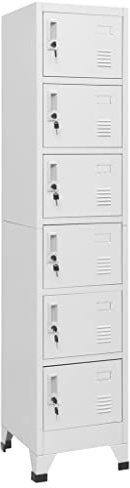 vidaXL Armadietto per armadietti, raccoglitore per riporre attrezzature sportive, prodotti per la pulizia interni, ufficio, grigio chiaro, 38 x 40 x 180 cm, acciaio