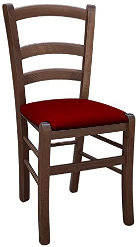 OKAFFAREFATTO MADDALONI Silla de madera Venezia nogal oscuro con asiento acolchado ecopellerosso