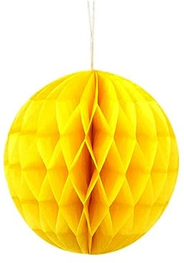 Lanterna a sfera a nido d'ape in carta Matrimonio Decorazione compleanno per bambini Doccia Palla a nido d'ape Decorazione a sfera floreale-Giallo,4 pollici