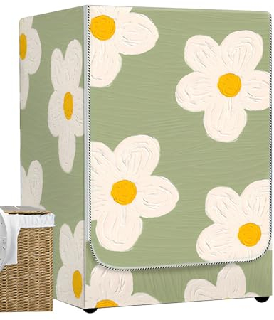 Odot Washer Dustproof Cover Front Load, Washing Machine Dryer Protector Sunscreen Waterproof Tumble Dryer Case Protective Cover for Most Front Loadi (Plumeria,M-capacity 8-10kg)