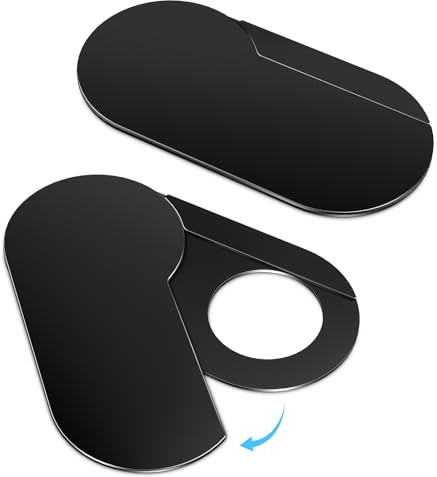 CloudValley [Upgrade Webcam Abdeckung, 0.4mm Ultra-Dünn Metall, Drehbar Kamera Abdeckung für MacBook Pro, Laptop, MacBook Air, iPad, Tablet, Mac, PC Zubehör, 2Pcs - Schwarz