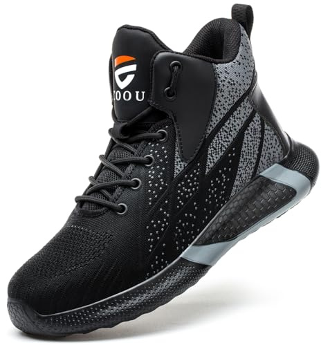 COOU Chaussures de Sécurité Hommes Femme Montante Légère Basket de Securite | Respirantes, Confortables, Bottines de Travail Embout Acier – Idéales pour Entrepôt, Logistique, Atelier & Chantier