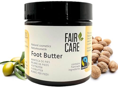 FAIR CARE Fußbutter 100 ml Shea - Fußpflege mit fair gehandeltem Shea- und Olivenöl - Frei von Parabenen, Mineralölen und synthetischen Duftstoffen - Intensive Feuchtigkeit