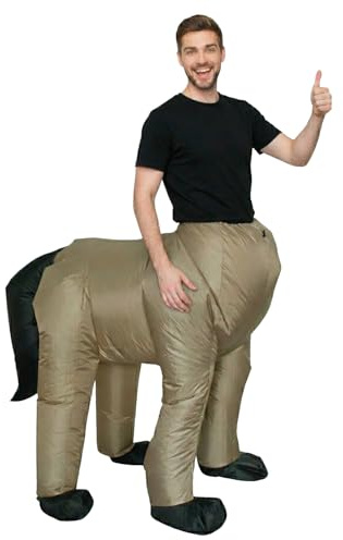 AirSuit® Travestimento Gonfiabile da Cavallo per Adulti | Costume | Taglia adulto 160 a 190cm | 100% Poliestere | Facile e Comodo da Indossare| Resistente | Sistema Gonfiabile Incluso| OriginalCorner®