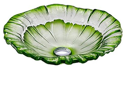 KJSHXYG Badezimmer-Waschbecken, 43,2 x 43,2 cm, Glas-Waschbecken, bunt, handbemalt, Einzelwaschbecken, Aufsatzwaschbecken, Badezimmer-Waschbecken (Bianco)