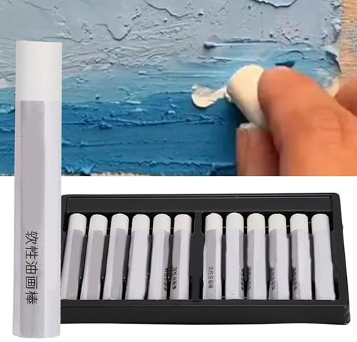 Zerodis Pastello a Olio, 12 Pezzi di Pittura a Olio Bianca con Bastoncini per Bambini, Penna da Disegno, Articoli di Cancelleria per Artigianato Squisito, Buon Effetto di solubilità in