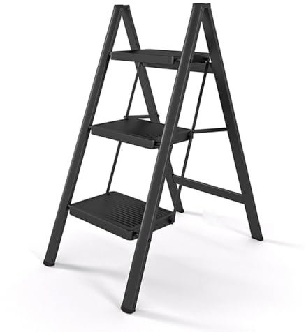 LICONG-2019 Trapezoidal Storage Rack Trapezoidal Rack Wrought Iron Folding Floor Display Rack 3-Tier Storage Rack Balcony Flower Rack Living Room Bookshelf Storage Rack, Trapezoidal(Black)