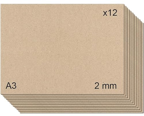 Cartón piedra gris contracolado (1,5 mm/2 mm) para manualidades, encuadernación, cartonaje y scrapbooking (12, 2mm - A3)