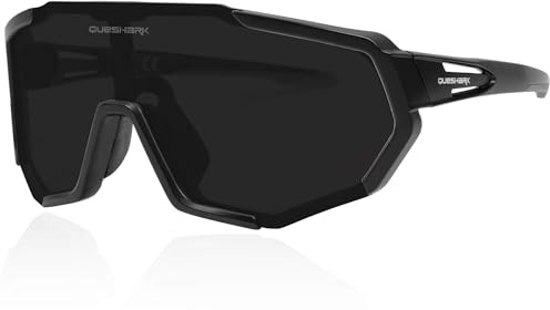 Queshark Fahrradbrille, Schnelle Brille Herren Damen, Leicht & Rutschfest & TR90 Rahmen & UV400 Schutz, Sonnenbrille Sport für Radfahren Laufen Golf Baseball Volleyball