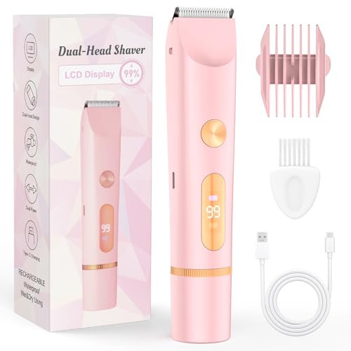 Bikini Trimmer Women,Lady Shavers Electric Razor Facial Hair Removal Body Hair Trimmer for Face Legs Underarm Pubic Hair (Pink)