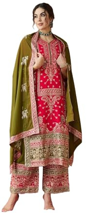 Ensemble kurta indien pakistanais brodé pour femme - Pour fête de mariage - Style Sharara Palazzo Salwar Kameez - Robe de costume pour femme