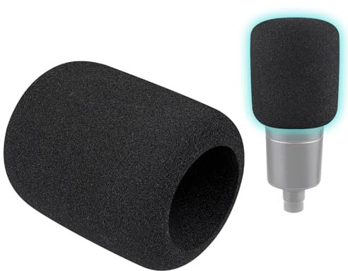 SOULWIT 2Pcs Microphones Pop Filter for Audio-Technica ATH AT2020/AT2050/AT4040 Cardioid Condenser, Protective Mic Cover Windscreen Foam - Black