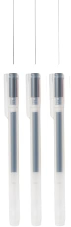 Muji Gel bläckpennor, 0,38 mm/0,5 mm spets, cap-stil, set med 3. (svart, 0,38 mm)
