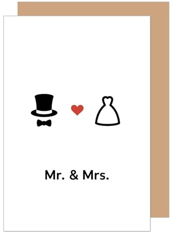 Edition Seidel Premium tarjeta de felicitación de boda con sobre. Tarjeta de boda, tarjeta de felicitación, tarjeta con texto en inglés para novios hombre y mujer Mr & Mrs Just Married (H520 SW025)
