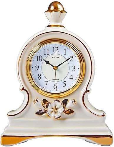 Reloj De Repisa De Chimenea Mudo Mesa De Repisa Relojes De Escritorio Cerámica Decorativa para El Hogar Reloj Antiguo Adornos De Habitación Retro Reloj para Sala De Estar Dormitorio, Clear