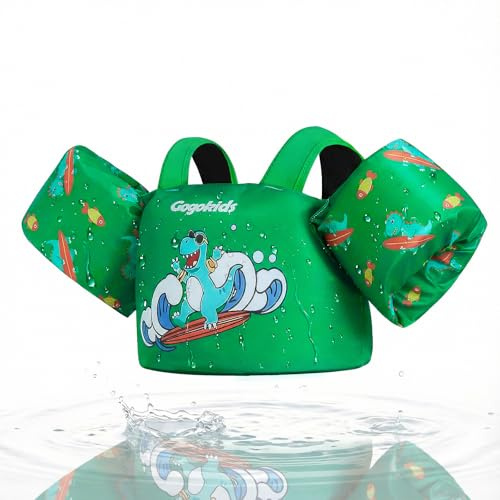Gogokids Giubbotto di salvataggio per bambini – Comodo aiuto per il nuoto con bracciali per bambini da 1 a 6 anni, 24 – 66 lbs/11 – 30 kg, con fibbia di sicurezza e maniche