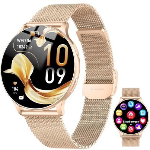 Smart Watches for Women, 1.32 AMOLED Screen, 120+ Sport Mode Fitness Tracker with Heart Rate/SpO2/Sleep Monitor, Bluetooth Call, Cycle Tracker, 7-Day Battery, IP68 Waterproof for iPhone Android, Rose