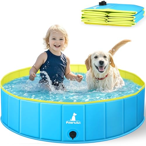 Pourbibi Piscina Per Cani, Vasca Da Bagno Per Cani, Piscina Per Cani, Doccia Pieghevole Per Animali in PVC Ecologico Antiscivolo (80 X 20 Cm)