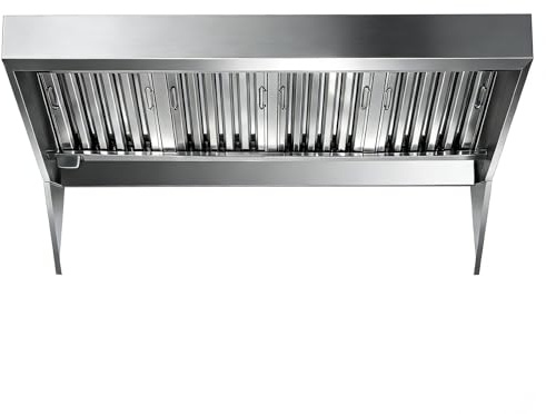 Garvee 8FT Commercial Exhaust Hood, 201 Stainless Steel Rust Resistant Vent Hood with 4 Detachable U-Shaped Oil Filter Mesh, Commercial Grade for Kitchen/Restaurant/Food Truck/Concession Stand