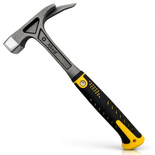 Xforst Martillo de Carpintero de Acero Forjado en una Pieza, Soporte Magnético para Clavos y Extractor de Uñas, Mango Antivibración Antideslizante, para Obra y Carpintería, 33 cm / 0,74 kg, LT33